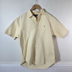 Vintage 90s Men's Button Ralph Lauren Classic Fit Oxford Shirt L Yellow Pony